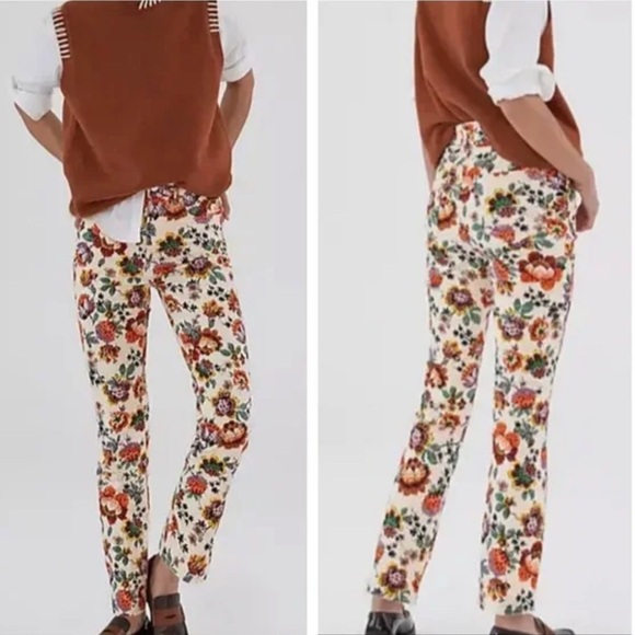 Pilcro Anthropologie Floral Print High Rise Cigarette Jeans - Picture 2 of 9